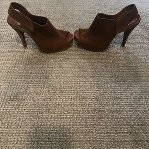 Pedro Garcia Paola suede open toe heels. (Brown, stiletto) size 37 ( U.S size 6)